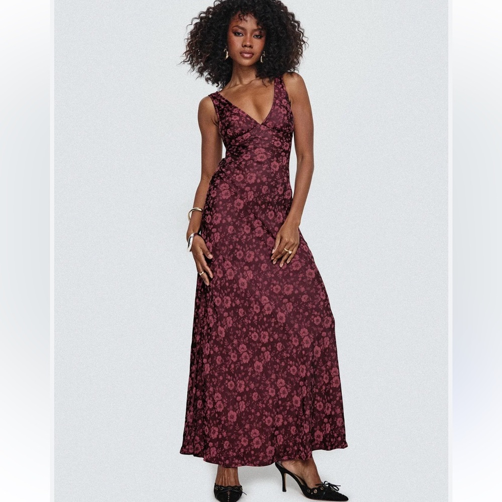 Princess Polly Burgundy Floral Maxi Dress